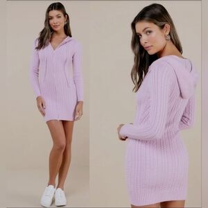 Lulus Lavender Cable Knit Dress